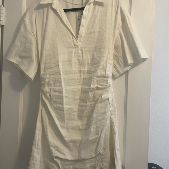 Zara White Ruched Ristic Mini Dress - Picture 4 of 4